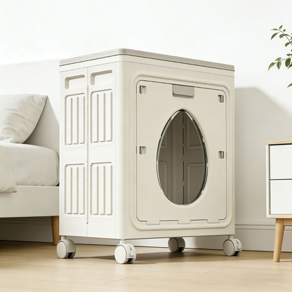 Foldable Transparent Storage Box with Wheels & Double Lid