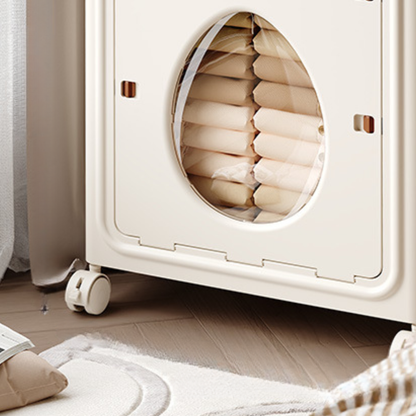 Foldable Transparent Storage Box with Wheels & Double Lid