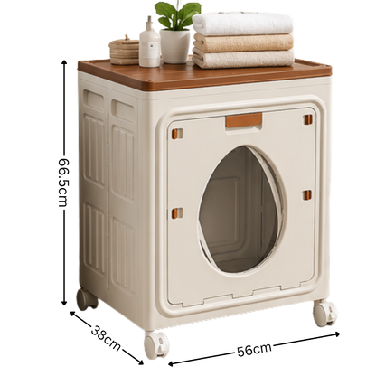 Foldable Transparent Storage Box with Wheels & Double Lid