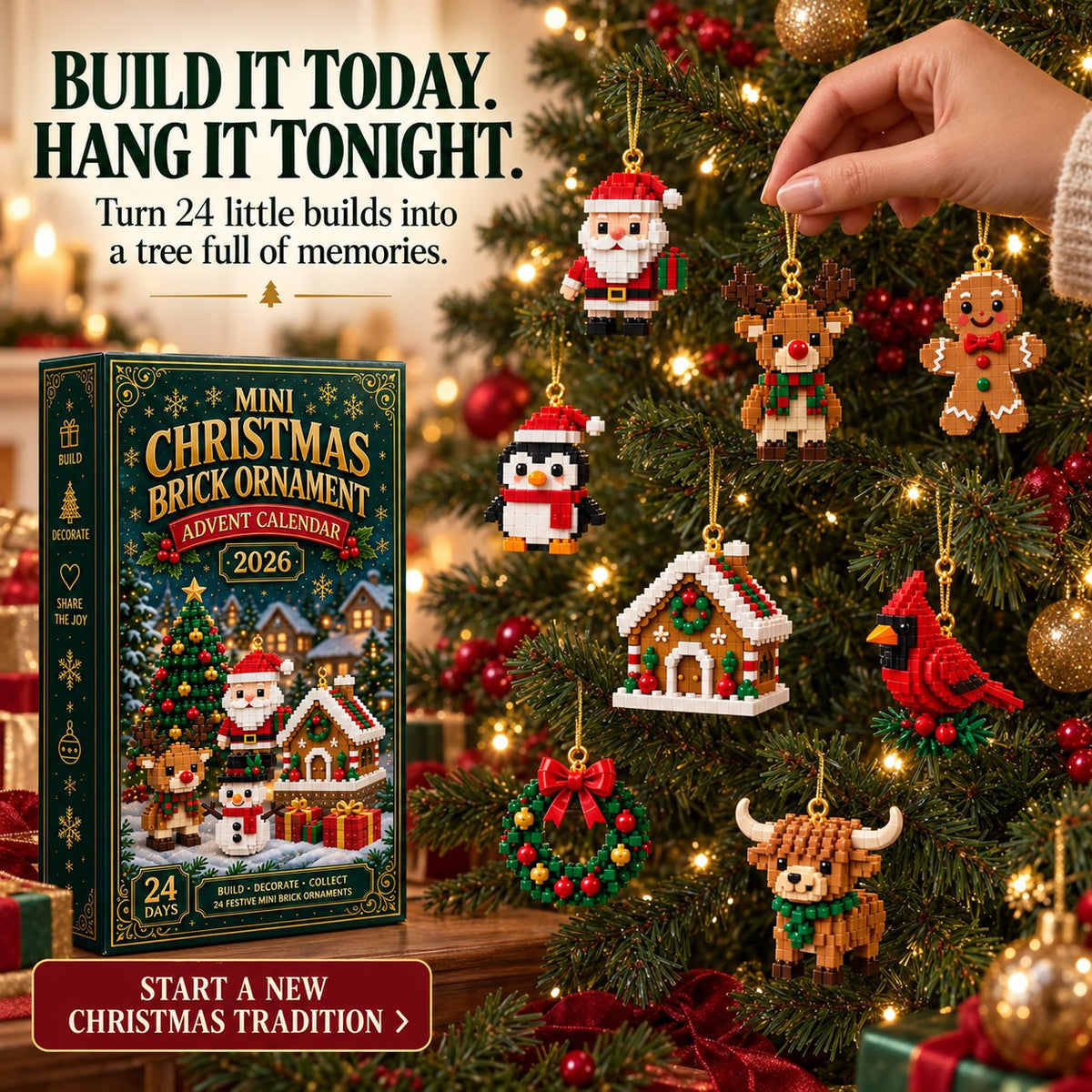 🎄 24-Day Mini Christmas Ornament Advent Calendar — Build, Hang & Countdown ✨